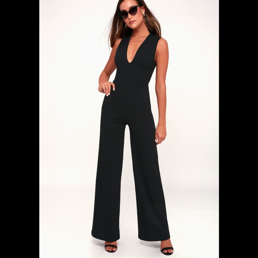 LuLu’s Thinking Out Loud Black Jumpsuit Sz S